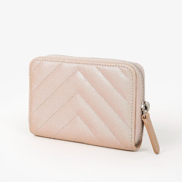 Chanel Iridescent Caviar Zippered Coin Purse Chevron - Picture 3 of 11